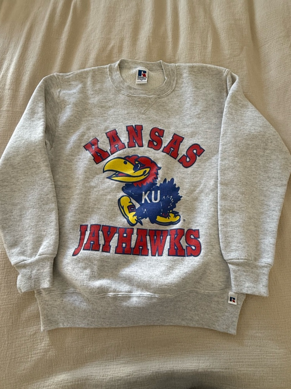 Russell Athletic Kansas Jayhawks Gray Crewneck Sweatshirt M
